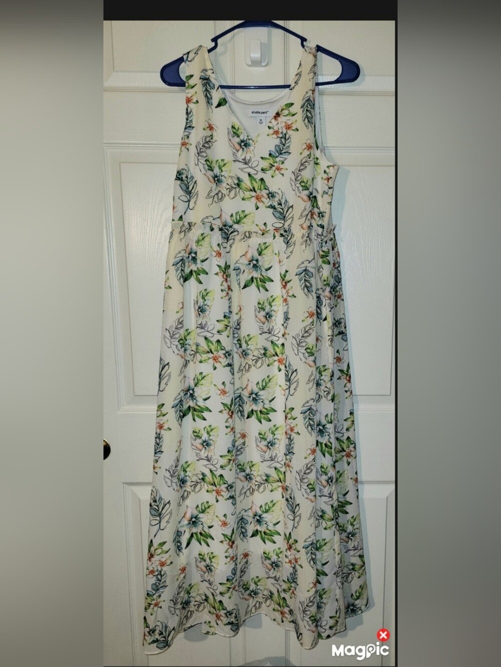Studio Park Light Floral A-line Cap Sleeve Maxi Dress Size Med Women's